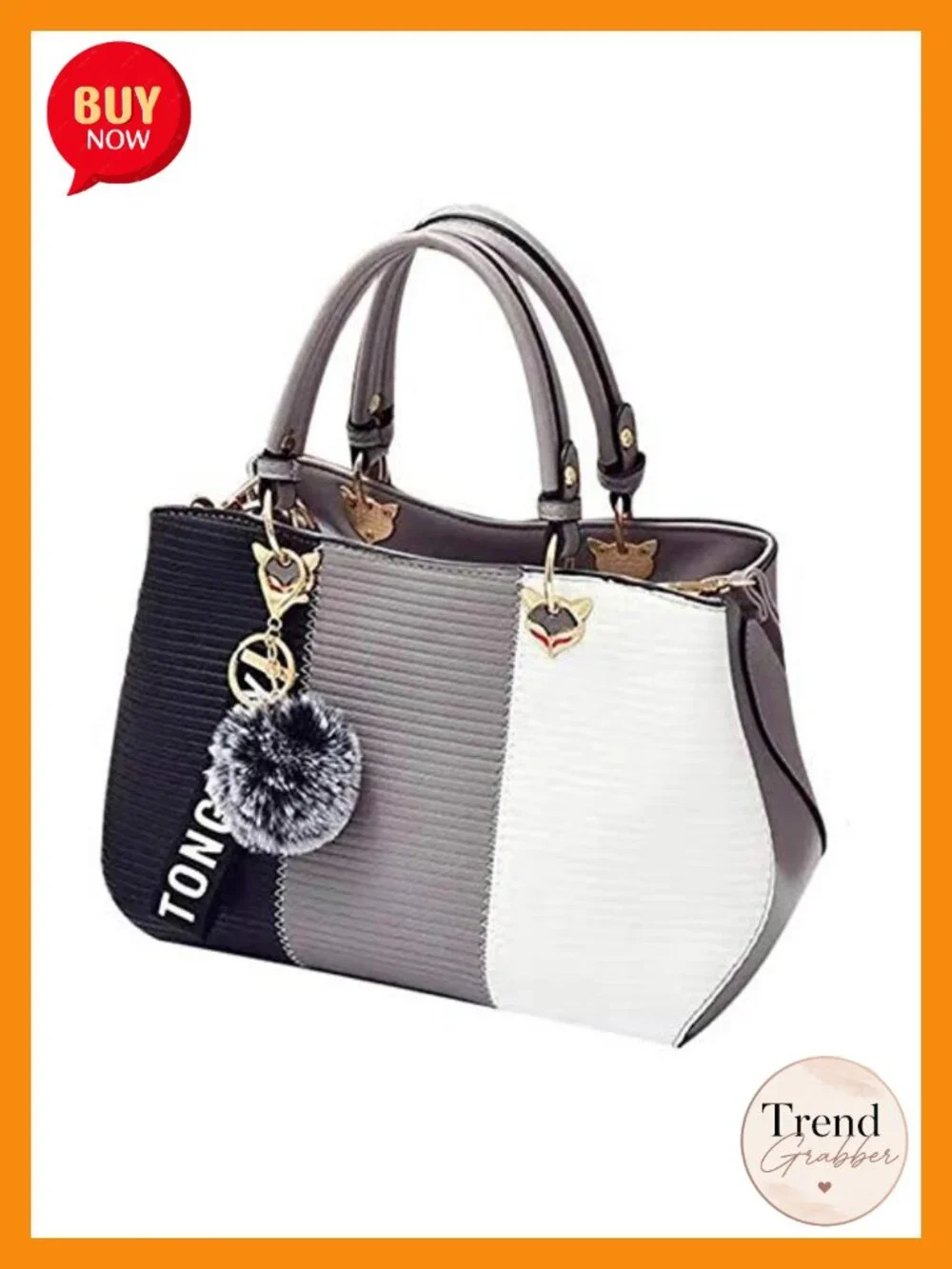 PU Leather Satchel Shoulder Tote Bag with Multiple Pockets